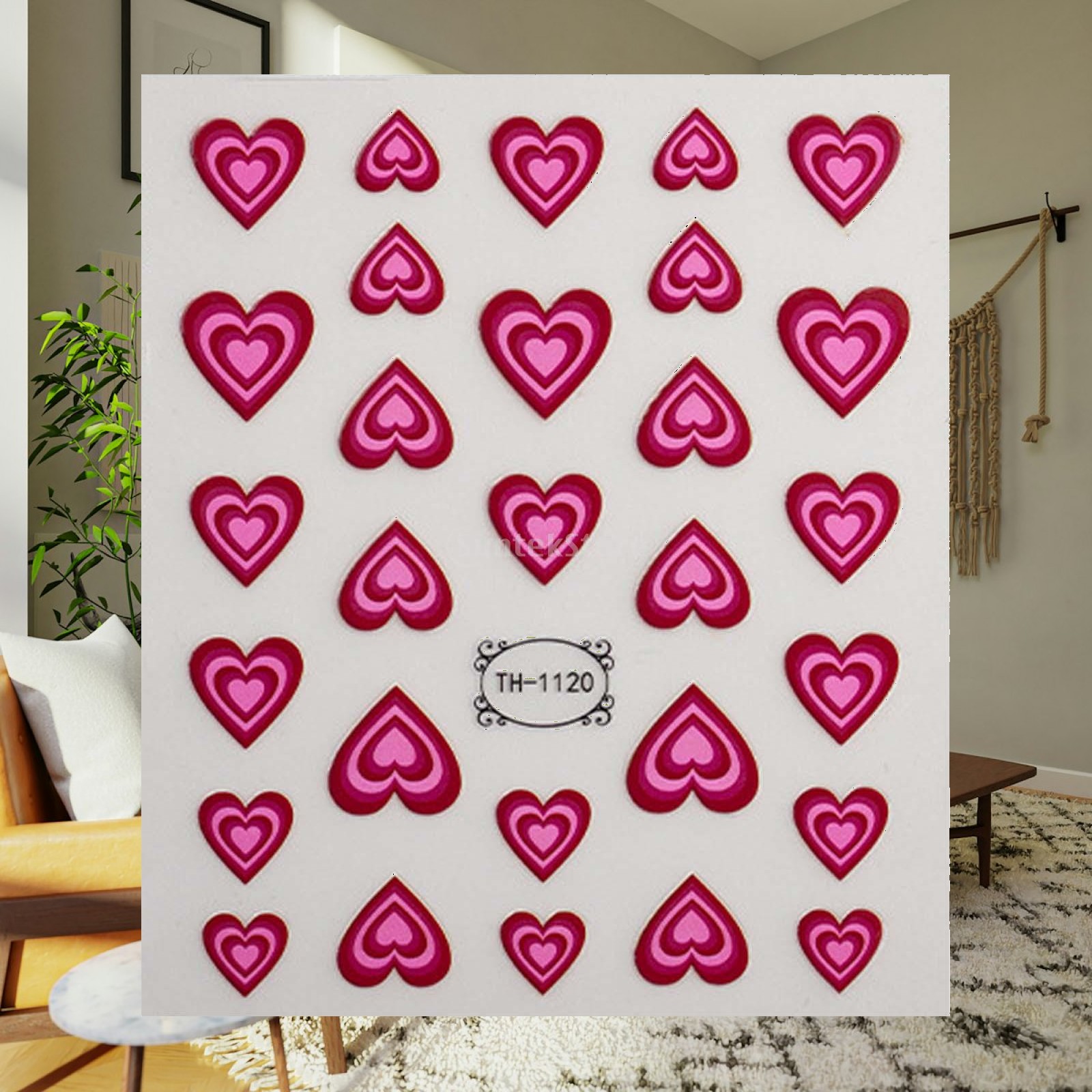 Adesivos 3D de Coração para Un - Nail Art Valentines Day avaliação e preço